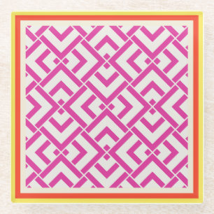 Zomer roze geometrische outdoor klassieker glazen onderzetter