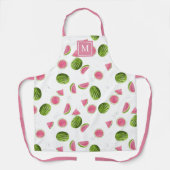Zomer Roze & Groene Watermeloen Monogram Initialen Schort (Voorkant)