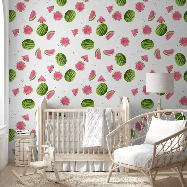 Zomer Roze & Groene Watermeloen Patroon Behang (Kinderen)
