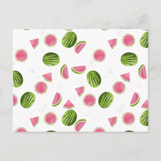 Zomer Roze & Groene Watermeloen Patroon Briefkaart (Voorkant)