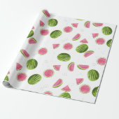 Zomer Roze & Groene Watermeloen Patroon Cadeaupapier (Uitgerold)
