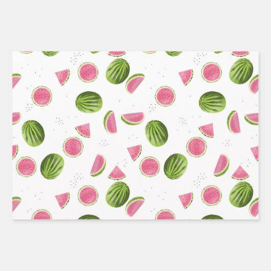 Zomer Roze & Groene Watermeloen Patroon Inpakpapier Vel (Voorkant 3)