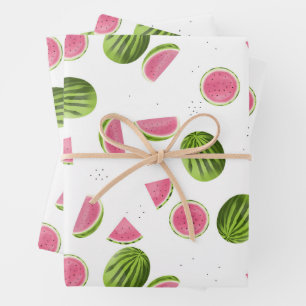 Zomer Roze & Groene Watermeloen Patroon Inpakpapier Vel