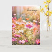Zomer Roze Kosmos voor Sympathie Kaart (Gele Bloem)