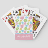 Zomer Roze Lime Groen Blauw Bloem Art Patroon Pokerkaarten (Achterkant)