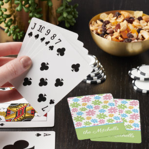 Zomer roze limoengroen blauwe bloem kunstpatroon pokerkaarten