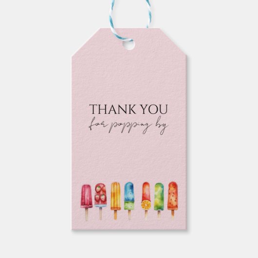 Zomer Roze Popsicle Party Cadeaulabel (Voorkant)
