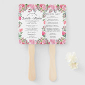 Zomer Roze Rose Bloemen Trouwprogramma Hand Fan Handwaaier (Voorkant en achterkant)