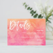 Zomer roze sinaasappel Waterverf Trouwdetails Kaart (Staand voorkant)