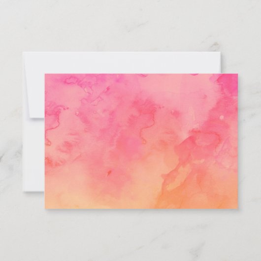 Zomer roze sinaasappel Waterverf Trouwdetails Kaart (Achterkant)