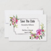 Zomer roze violet wit bloemig Save The Date (Voorkant)