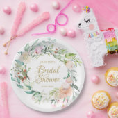 Zomer Roze Waterverf Gouden Script Bruidsdouche Papieren Bordje (Feest)