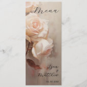 Zomer Rozen Elegante bruiloft receptie Menu (Voorkant)