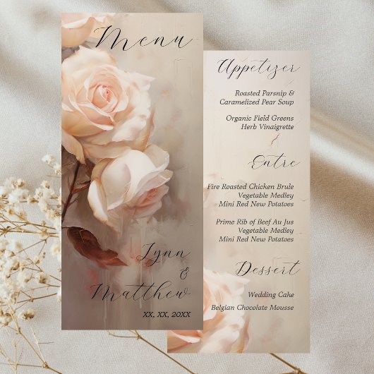 Zomer Rozen Elegante bruiloft receptie Menu