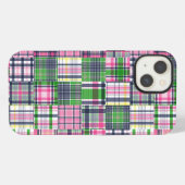 Zomer ruitjesroze Madras patchwork iPhone Hoesje (Achterkant horizontaal)