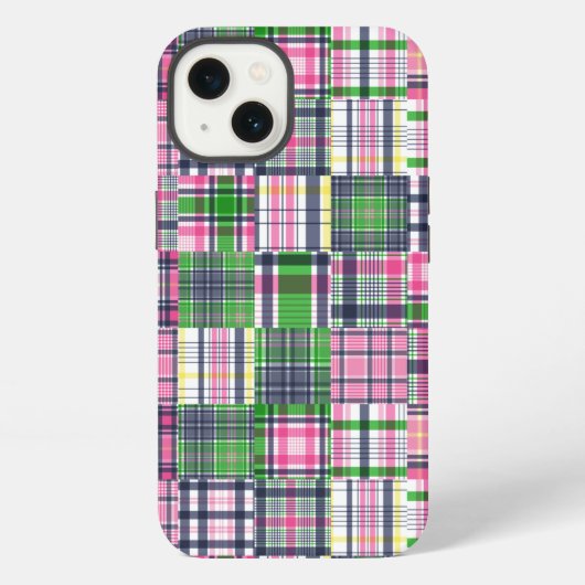 Zomer ruitjesroze Madras patchwork iPhone Hoesje (Achterkant)