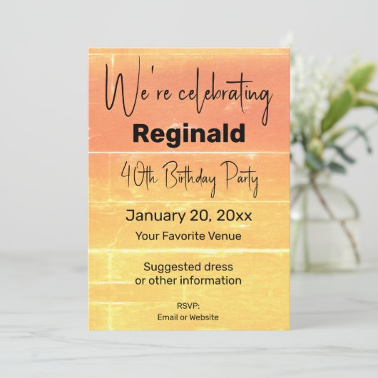 Zomer Rustiek Casual Geel Peach Verjaardagsfeest Kaart (Staand voorkant)