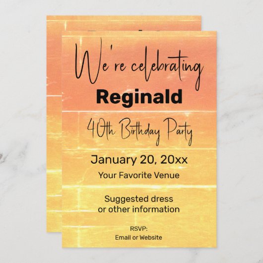 Zomer Rustiek Casual Geel Peach Verjaardagsfeest Kaart (Voorkant / Achterkant)