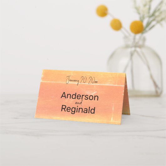 Zomer rustieke Casual gele perzik bruiloft Plaatskaartje (Achterkant)