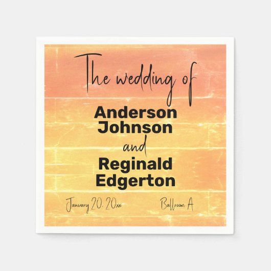 Zomer rustieke Casual gele perzik bruiloft Servet (Voorkant)