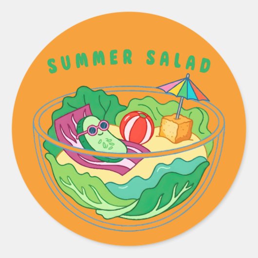 Zomer Salade Ronde Sticker (Voorkant)