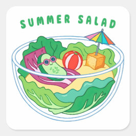 Zomer Salade Vierkante Sticker
