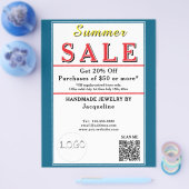 Zomer Sale Blauw Witte Hart Flyer (Enkel)