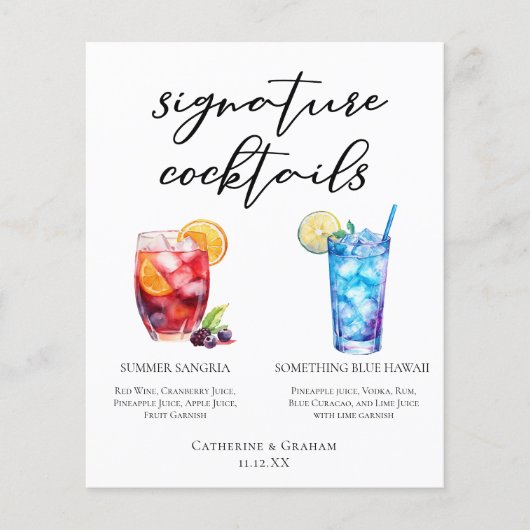 Zomer Sangria Blue Beach Signature Cocktails Menu (Voorkant)