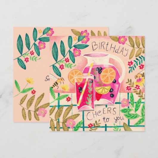 Zomer sangria verjaardagsgelukwensen kaart (Voorkant / Achterkant)