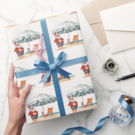 Zomer Santa Beach Kerstmis in juli Zomerfeest Cadeaupapier