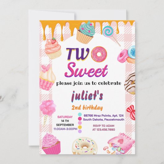 zomer schattig kinder meisje twee lief 2e verjaard kaart (Voorkant)