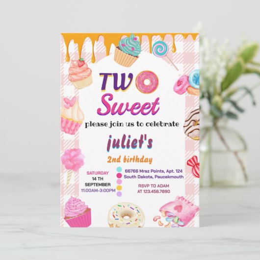 zomer schattig kinder meisje twee lief 2e verjaard kaart (Staand voorkant)