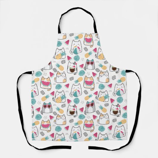 Zomer Schattige Kattenpatroon Schort (Voorkant)