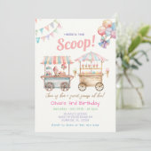 Zomer Schattigee PasteI Ice Cream Truck 3e Verjaar Kaart (Staand voorkant)