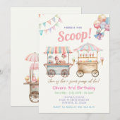 Zomer Schattigee PasteI Ice Cream Truck 3e Verjaar Kaart (Voorkant / Achterkant)