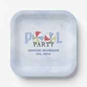 Zomer Schattigee Pool Party Custom Papieren Bordje (Voorkant)