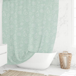 Zomer Schelp Kust Nautisch Boho Strand Mint Douchegordijn