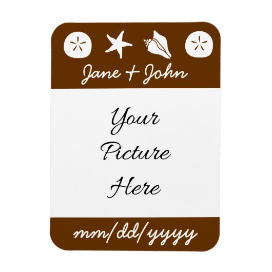 Zomer Schelpen in Chocolade Save-the-Date Magneet (Verticaal)
