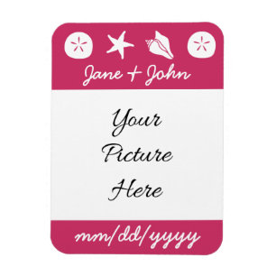 Zomer Schelpen in Framboos Save-the-Date Magneet