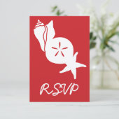 Zomer Schelpen in Kers RSVP Kaart (Staand voorkant)
