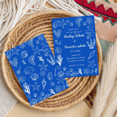 Zomer Schelpenlijst Strand Bruiloft Blauw Kaart