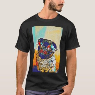 Zomer School Leraar Bril Pop Art Portret Pup T-shirt