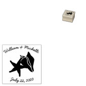 Zomer Seashells Houten Aankondiging Stempel (Gestempeld)