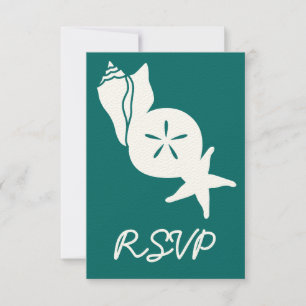 Zomer Seashells in Blauwgroen RSVP-kaart RSVP Kaartje