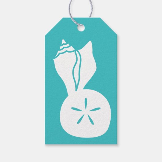 Zomer Seashells in Turquoise Gift Label Cadeaulabel (Voorkant)