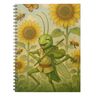 Zomer Serenade: De Vrolijke Sprinkhaan Vioolspeler Notitieboek
