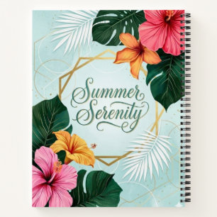 Zomer Sereniteit Tropische Hibiscus Bloemig Notitieboek