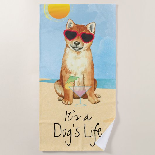 Zomer Shiba Inu strandlaken (Voorkant)