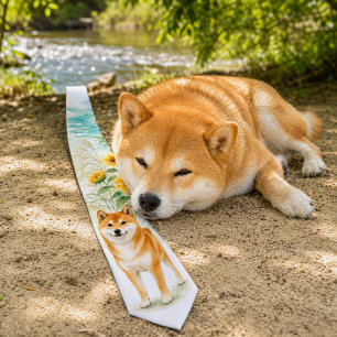 Zomer Shiba Inu Waterverf Tie Stropdas