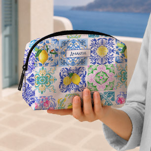 Zomer Siciliaans Blauw Geel Azulejo Citrus Tegel Toilettasje